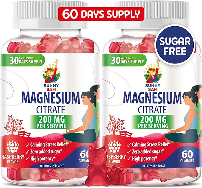 Magnesium Gummies for Kids & Adults - 200mg - Calm Magnesium Chews - Magnesium Citrate Chewable Supplement for Mood & Muscle Support
