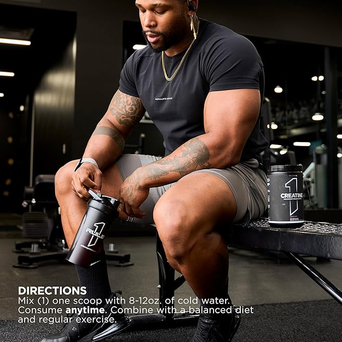 Rule 1 Creatine Powder – Pure Micronized Creatine Monohydrate for High-Intensity Exercise and Lean Body Mass Support, Flavored and Unflavored (60 Servings, Blue Rasperry)