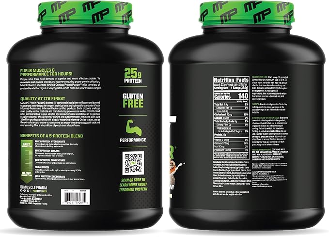 MusclePharm Combat Protein Powder, Cookies ‘N’ Cream Flavor, Fuels Muscles for Productive Workouts, 5 Protein Sources including Whey Protein Isolate & Egg Albumin, Gluten Free, 4 lb, 52 Servings