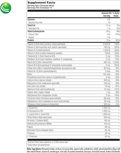 Nutra Biogenesis - BioInflaMax Berry Powder - Pea, Chlorella & Rice Protein Plus Multivitamin/Minerals, White Willow Bark & Proteolytic Enzymes - Gluten Free - 1.7 Pounds