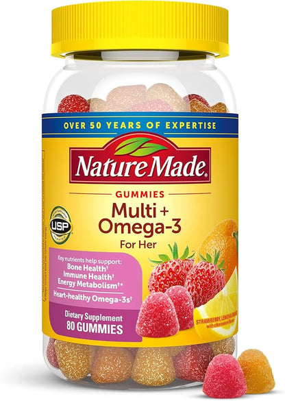 Nature Made Womens Multivitamin with Omega-3, Multivitamin for Women for Daily Nutritional Support, 80 Gummies, 40 Day Supply