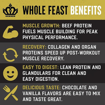 The Fittest Whole Feast Beef Protein Powder - Butter Vanilla - Nose to Tail Carnivore Blend Including Liver, Colostrum and Whole Bone - BCAAs - 14g Collagen - 21g Total Protein