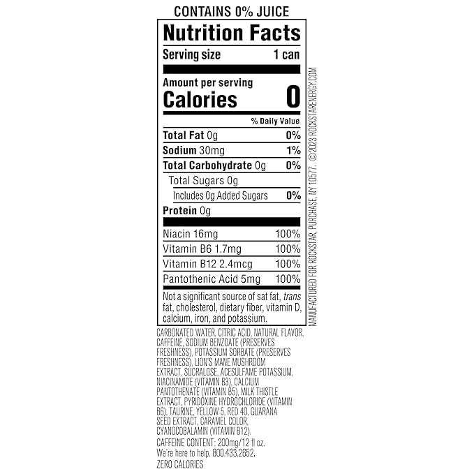 Rockstar Focus, White Peach, 12 Fl Oz Cans (Pack of 12)
