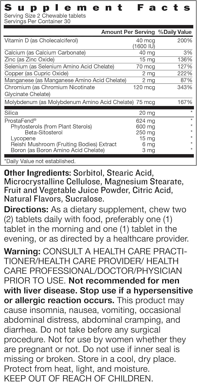 Super Beta Prostate Advanced Chewables - Prostate Support Supplement for Men's Health (60 Chews, 1-Bottle)