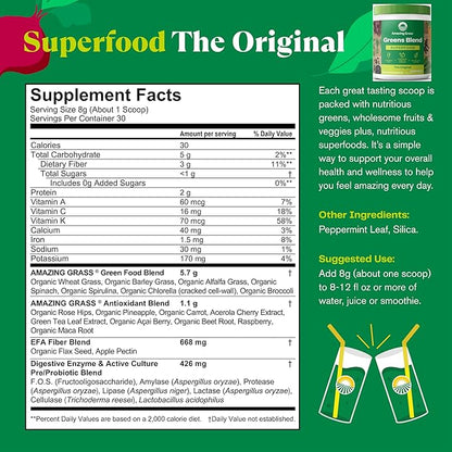 Amazing Grass Greens Blend Superfood: Super Greens Powder Smoothie Mix for Boost Energy, 30 Servings & Nature Fuel Power Beets Powder, Beet Root Powder, Support Natural Energy, 30 Servings
