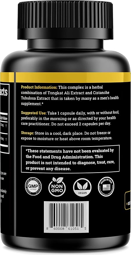 Cistanche Tubulosa 200mg & Tongkat Ali 400mg (Max Purity) 2 Month Supply (50% Echinacoside + 10% Acetoside with Tongkat Ali for Men 200:1 (Longjack) Eurycoma Longifolia) similar to Fadogia Agrestis