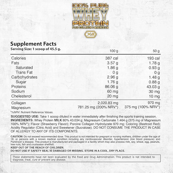 DL 100% Pure Whey Protein + Collagen + Magnesium | 43g. Protein & Essential BCAA´s | Muscle Gain, Recovery & Nutrient delivery | Low Fat Protein | Quik & Easy Mixing | 1 kg (1KG, Strawberry)