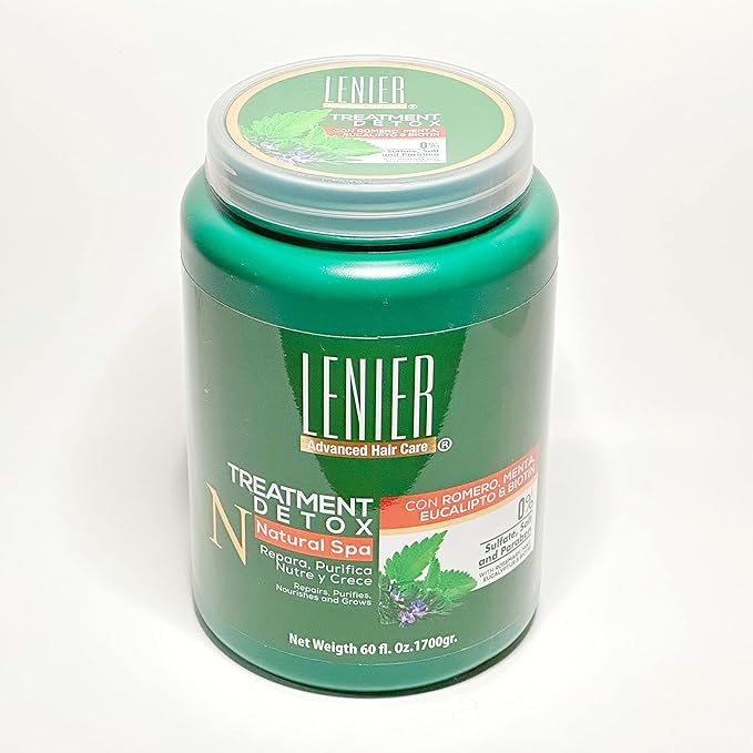 Lenier Hair Detox Treatment with Rosemary, Mint, Eucalyptus & Biotin - Repair, Purify, Nourish & Grow Your Hair - Sulfate, Salt & Paraben Free - 60 oz