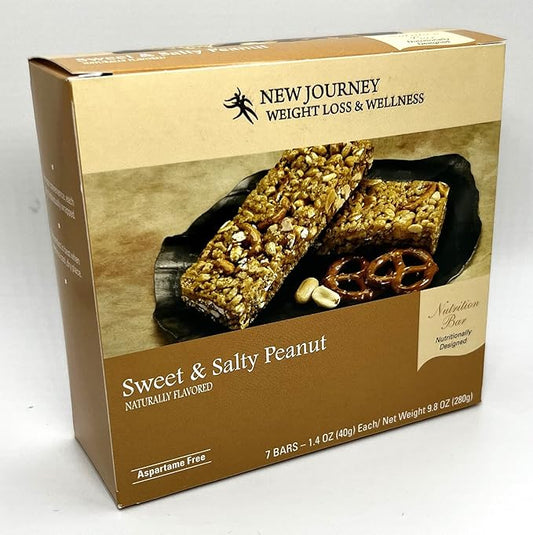 Sweet & Salty Peanut Bar - New Journey Weight Loss & Wellness - High Protein Meal Replacement Nutrition Bar (7 bars/box)