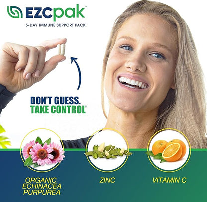 EZC Pak 5-Day Tapered Immune Support Booster - Vitamin Immune Support Supplement, Echinacea, Zinc Vitamin C, Immune Boosters for Adults - Immune Support Vitamins (Pack of 6)
