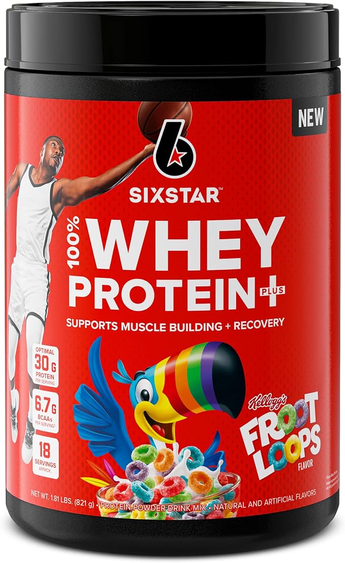 Six Star Whey Protein Powder Plus | Muscle Building & Recovery Plus Immune Support | Muscle Builder for Men & Women | Kellogg’s Froot Loops Flavor | 1.8lb