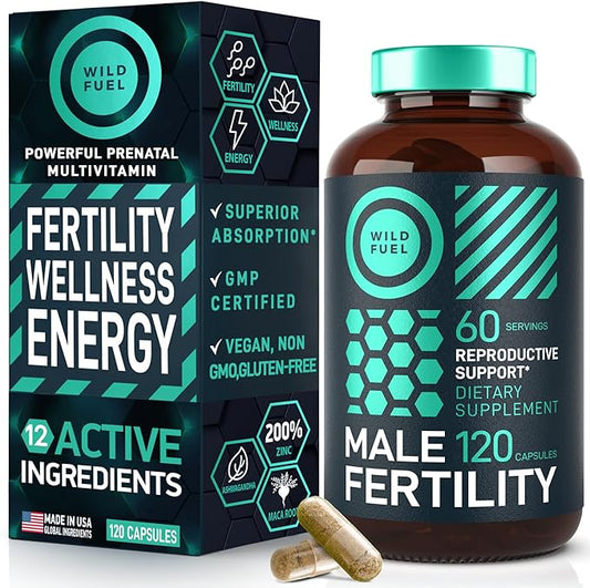 Fertility Supplements For Men Prenatal Vitamin - Maca Root, Ashwagandha, L Arginine, Zinc, Plus Naturals Conception Men Fertility Vitamins and Male Fertility Support Supplements - 120Caps for 2 Months