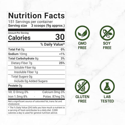 DEAL SUPPLEMENT Organic Psyllium Husk Powder 9,000mg, 3 Pounds – Unflavored – Plant Based – Rich in Soluble Dietary Fiber – Great for Baking & Cooking – Keto Friendly, Gluten Free, Non-GMO