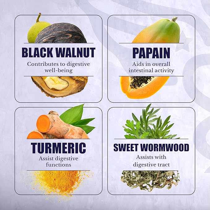 Cleanse24 - Intestinal Cleanse for Humans with Wormwood, Papaya, Black Walnut - Herbal Intestinal Cleanse, Gut Cleanse for Men & Women, 60 Capsules