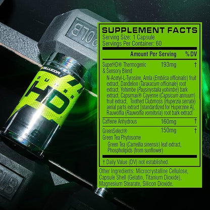 Cellucor Super HD for Men & Women - Enhance Focus and Increase Energy - Capsimax, Green Tea Extract, 160mg Caffeine & More 60 Servings