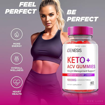 Genesis Keto Keto+ACV Gummies, Supplement for Advanced Weight Loss, All Natural Extreme 2000mg Gummies (180 Gummies)