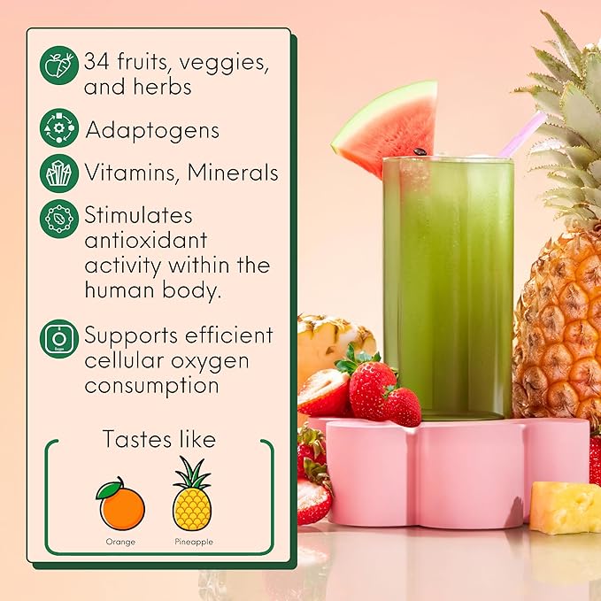 Kiala Nutrition Super Greens, Organic Greens Powder with Spirulina & Chlorella for Digestion, Gut Health, Immunity & Energy, Gluten Free, Vegan, Daily Support for Women, Tropical Splash, 30 Servings