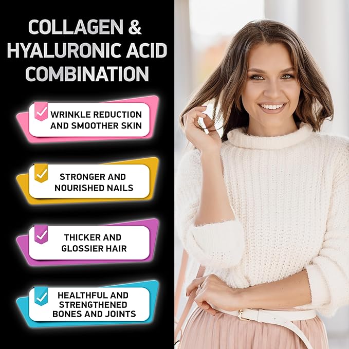 Liquid Marine Collagen Peptides with 10mg Hyaluronic Acid Supplement - 1,000mg Hydrolyzed Collagen Drops for Skin, Hair, Joints Support - Liquid Collagen For Women And Men - 30-Day Collagen Drink