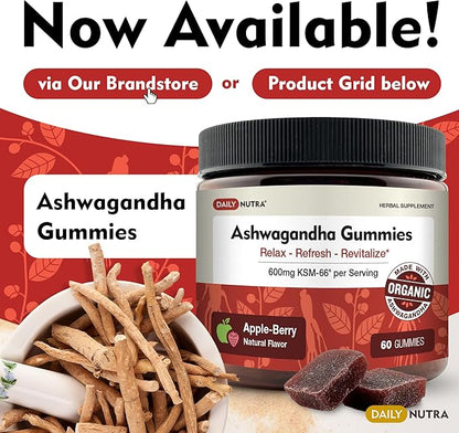 KSM-66 Ashwagandha 600mg Organic Root Extract - High Potency Supplement with 5% Withanolides | Supports Relaxation, Focus, & Energy (270 Capsules)