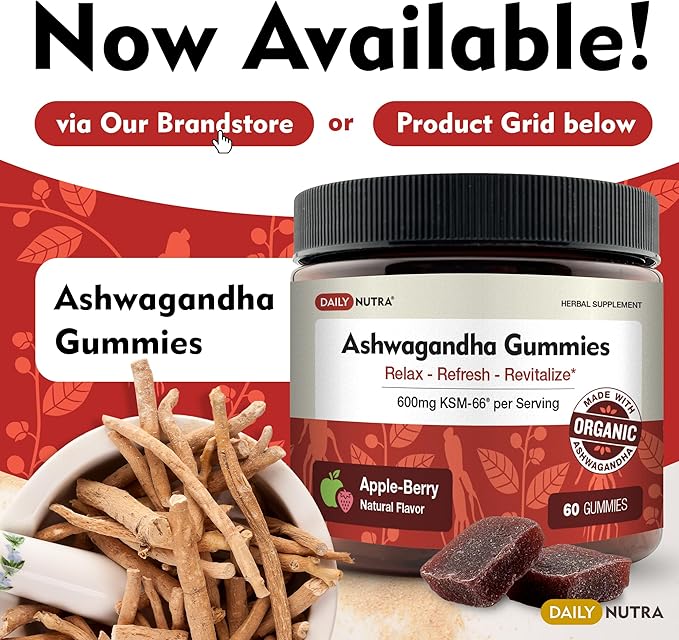 KSM-66 Ashwagandha 600mg Organic Root Extract - High Potency Supplement with 5% Withanolides | Relieves Tiredness, Supports Relaxation, Focus, Energy, & Muscle Growth (60 Capsules)