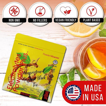Electrolytes Powder Plus (50 Servings) Unsweetened Black Tea Electrolyte Powder Keto,SugarFree, Pink Himalayan Salt,1000mgPotassium,150mgCalcium,150mgMagnesium,Hydration Powder NO STEVIA