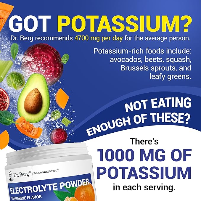 Dr. Berg Zero Sugar Hydration Keto Electrolyte Powder - Enhanced w/ 1000 mg of Potassium & Real Pink Himalayan Salt (NOT Table Salt) - Tangerine Flavor Hydration Drink Mix Supplement - 50 Servings