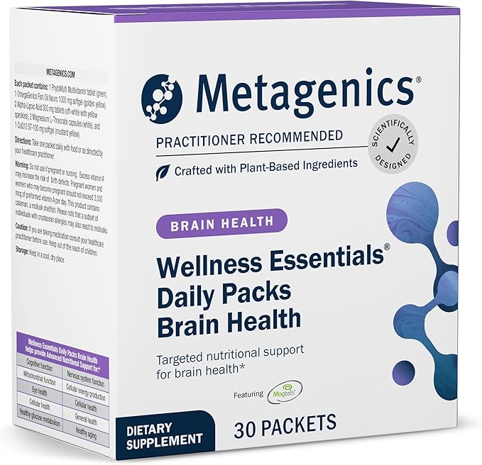 Metagenics Wellness Essentials Brain Health - Comprehensive Brain Support* - with Alpha Lipoic Acid, Biotin, DHA, Folate & More - Gluten-Free - 30 Packets