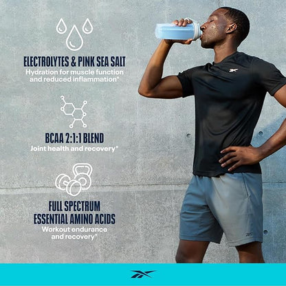 Reebok ReeCover BCAA + EAA + Electrolytes | 8g EAAs, 5g BCAAs, Hydration Matrix | Muscle Recovery, Strength | Post-Workout Support | 30 Servings | Strawberry Lemonade