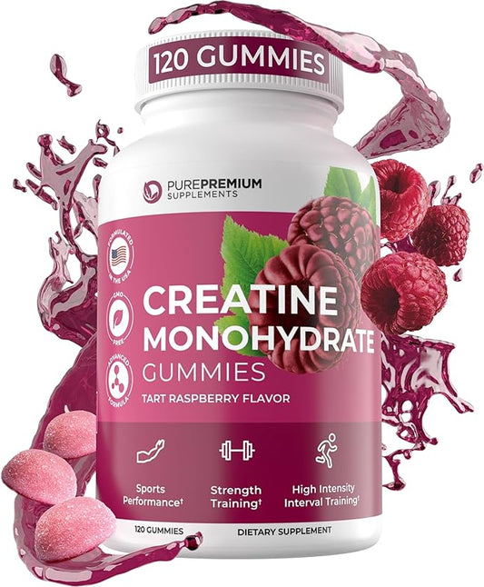 PurePremium Creatine Gummies for Men & Women 5000mg - 120 Creatine Monohydrate Gummies 5g - Vegan Non-GMO Creatine Gummies for Strength, Endurance Support - Creatine Gummies 5g for Muscle Recovery