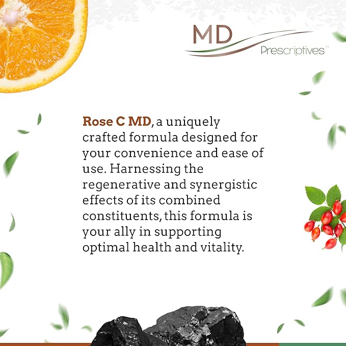 Rose C MD – Synergistic Vitamin C Dietary Supplement with Antioxidants: Rose HIPS, Ascorbic Acid & Zinc – 90 Capsules