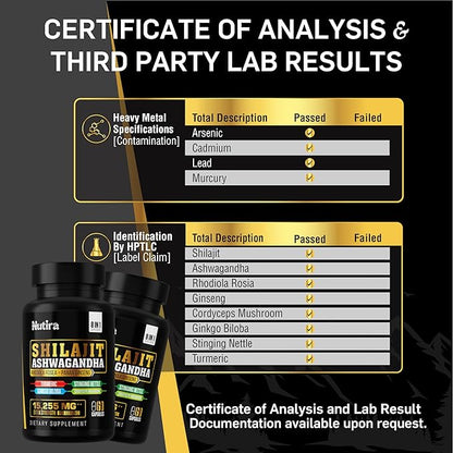 Sea Moss & Shilajit Multivitamin Bundle - Sea Moss 7000mg, Shilajit 9000mg, Black Seed Oil 4000mg, Ashwagandha 2000mg, Ginger & Rhodiola Rosea 1000mg, All in 1 Supplements (60 Count) (1 Pack)