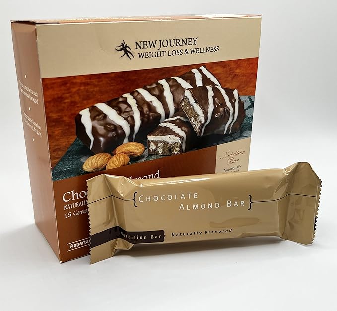 Chocolate Almond Bar - New Journey Weight Loss & Wellness - High Protein Meal Replacement Nutrition Bar (7 bars/box)