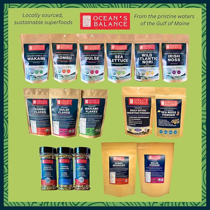 Ocean’s Balance Whole Leaf Irish Sea Moss Organic - Organic Sea Moss - Perfect for Keto Diet, Paleo Diet, Vegetarian, or Vegan Diet – Gluten Free, Mineral Rich – 1 oz Bag