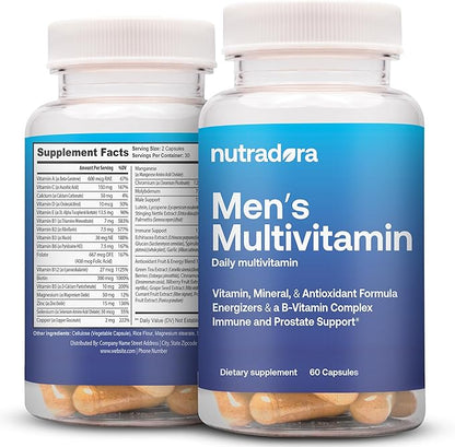 Multivitamin for Men - Daily Mens Multivitamins & Multiminerals Supplement for Vitality, Focus, & Performance, Mens Multi Vitamins A, C, D, E & B12, Zinc, Calcium, Magnesium & More Pack of 1