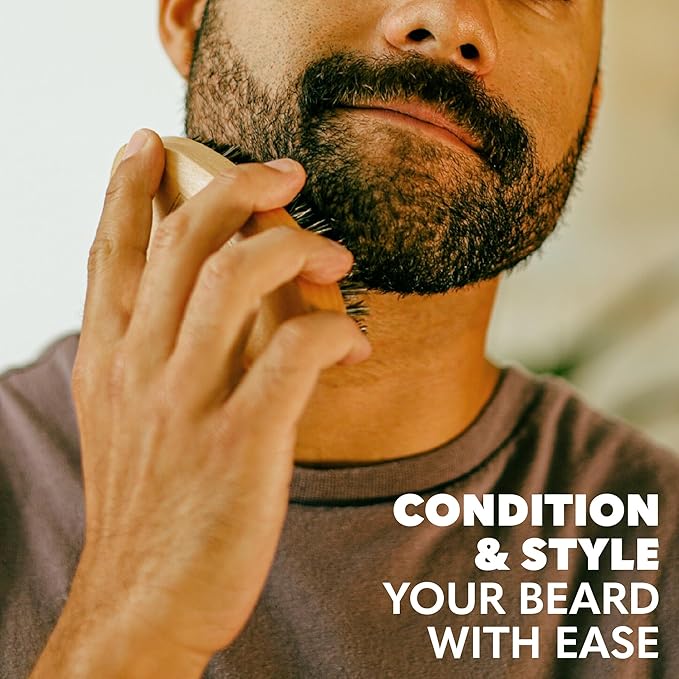 Beard Club Men's Boar Bristle Brush - Birchwood Grooming Tool for Styling, Taming and Healthy Beard Growth