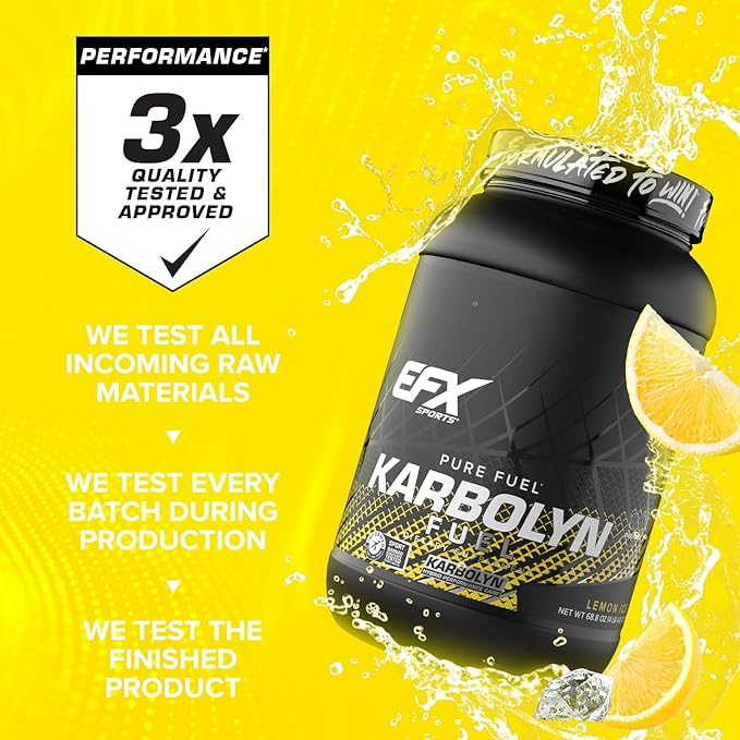 EFX Sports Karbolyn Fuel | Fast-Absorbing Carbohydrate Powder | Carb Load, Sustained Energy, Quick Recovery | Stimulant Free | 36 Servings (Lemon Ice)