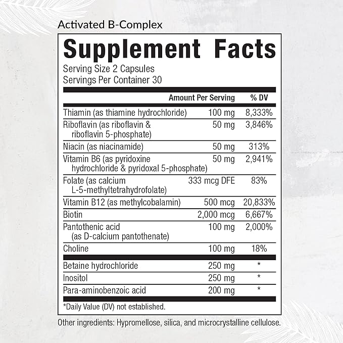 Equilife - Activated B-Complex, Super B-Complex Dietary Supplement, Mood & Energy Support, Formulated for Increased Absorption, Promotes Hair, Skin, & Nail Health, Non-GMO, Vegan (60 Veggie Caps)