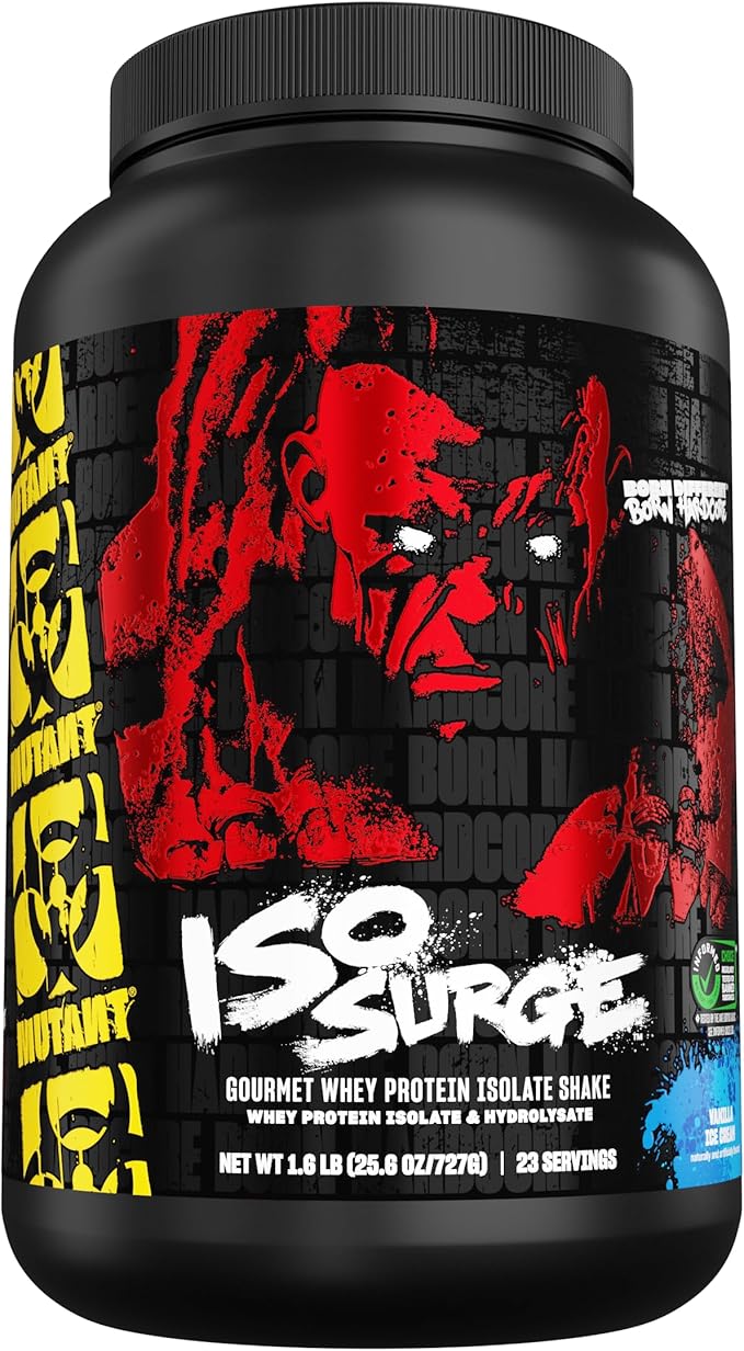 Mutant ISO Surge Whey Protein Isolate Powder Acts Fast to Help Recover, Build Muscle, Bulk and Strength, 1.6 lb (Vanilla Ice Cream)