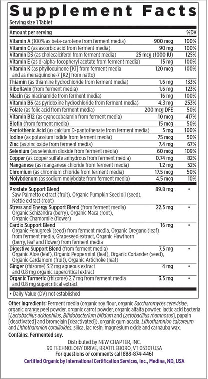 New Chapter Men's Multivitamin, Every Man's One Daily 40+, Fermented with Probiotics + Saw Palmetto + B Vitamins + Vitamin D3 + Organic Non-GMO Ingredients - 24 Count