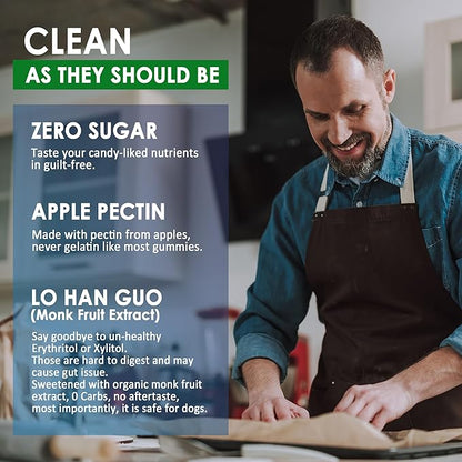 Mens Multivitamins Gummies, Multiminerals, Vegan Omega 3, CoQ10, Probiotics, Daily Mens Vitamins A C D3 E B6 B12, Methylated Multivitamin for Men - Energy, Immunity, Sugar Free, Vegan (No Iron) 60 Cts