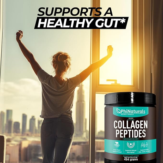 PhiNaturals Hydrolyzed Collagen Peptides Powder (unflavored) for Women and for Men - Grass Fed Bovine Beef Collagen