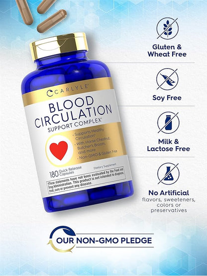 Carlyle Blood Circulation Supplement | 180 Capsules | Supports Healthy Circulation | Non-GMO, Gluten Free