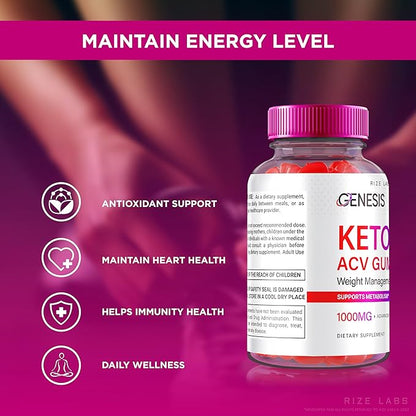 Genesis Keto Keto+ACV Gummies, Supplement for Advanced Weight Loss, All Natural Extreme 2000mg Gummies (180 Gummies)