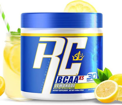 Ronnie Coleman's BCAA XS Powder with EAAs, Branched Chain Amino Acids Post Workout Muscle Recovery, Sugar Free Hydration Drink for Women and Men, Lemonade, 30 Servings