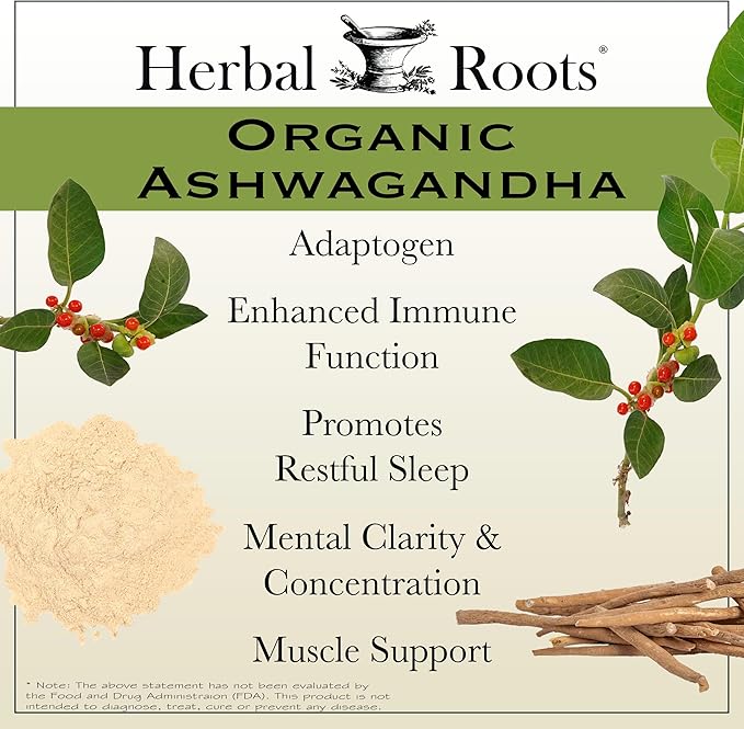 Herbal Roots Ashwagandha Capsules | Extra Strength | Ayurvedic for Overall Health for Men and Women | 60 Vegan Capsules