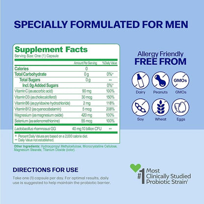 Culturelle Daily Health 8-in-1 Probiotic and Multivitamin for Men - 30 Count - Naturally-Sourced Probiotics for Digestive Health & Immune Support, with Magnesium, Vitamin D3, Vitamin C, Vitamin B12