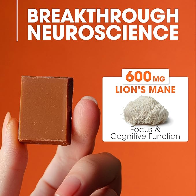 Genius Lion's Mane Soft Chews Supplement – Nootropic Mushroom for Focus, Clarity, Memory, Energy, Brain Health Support – Salted Caramel Flavor