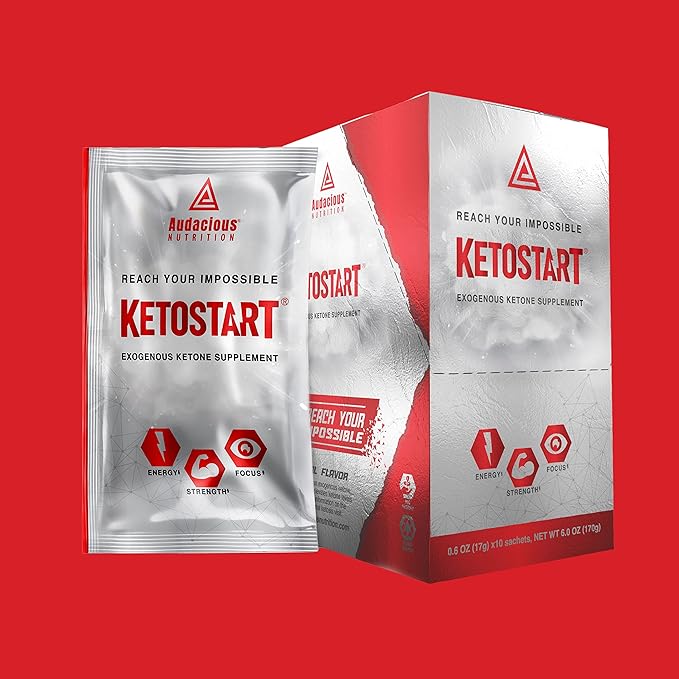 KetoStart | Exogenous Ketones Powder with Electrolytes | Caffeine Free | Tropical Flavor Electrolyte Powder for Energy, Strength & Focus (10x Ketones Drink Mix Packets)