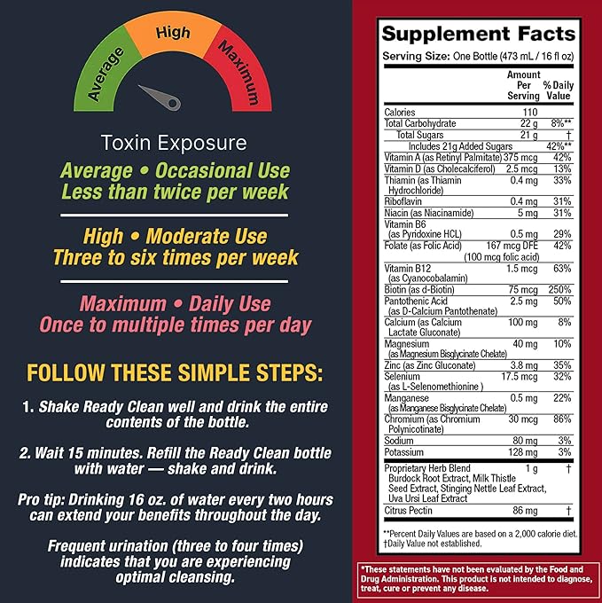 Detoxify – Ready Clean Herbal Cleanse – Tropical – 16 oz – Professionally Formulated Herbal Detox Drink – Enhanced with Milk Thistle Seed Extract & Burdock Root Extract – Plus Sticker.