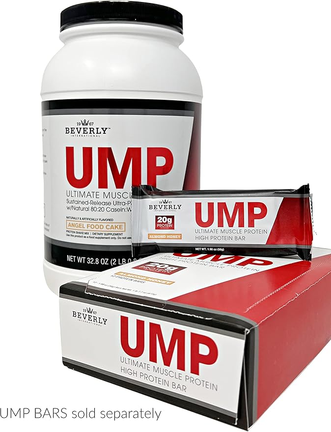 Beverly International UMP Protein Powder, Angel Food Cake. Unique Whey-Casein Ratio Builds Lean Muscle. Easy to Digest. No Bloat. (32.8 oz) 2lb .8 oz